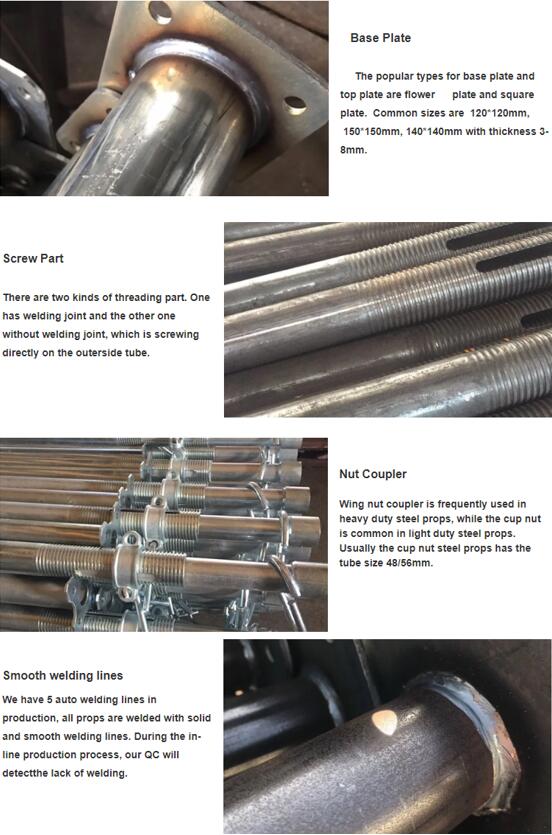 Acrow di scaffolding regolabile al galvanizzato 